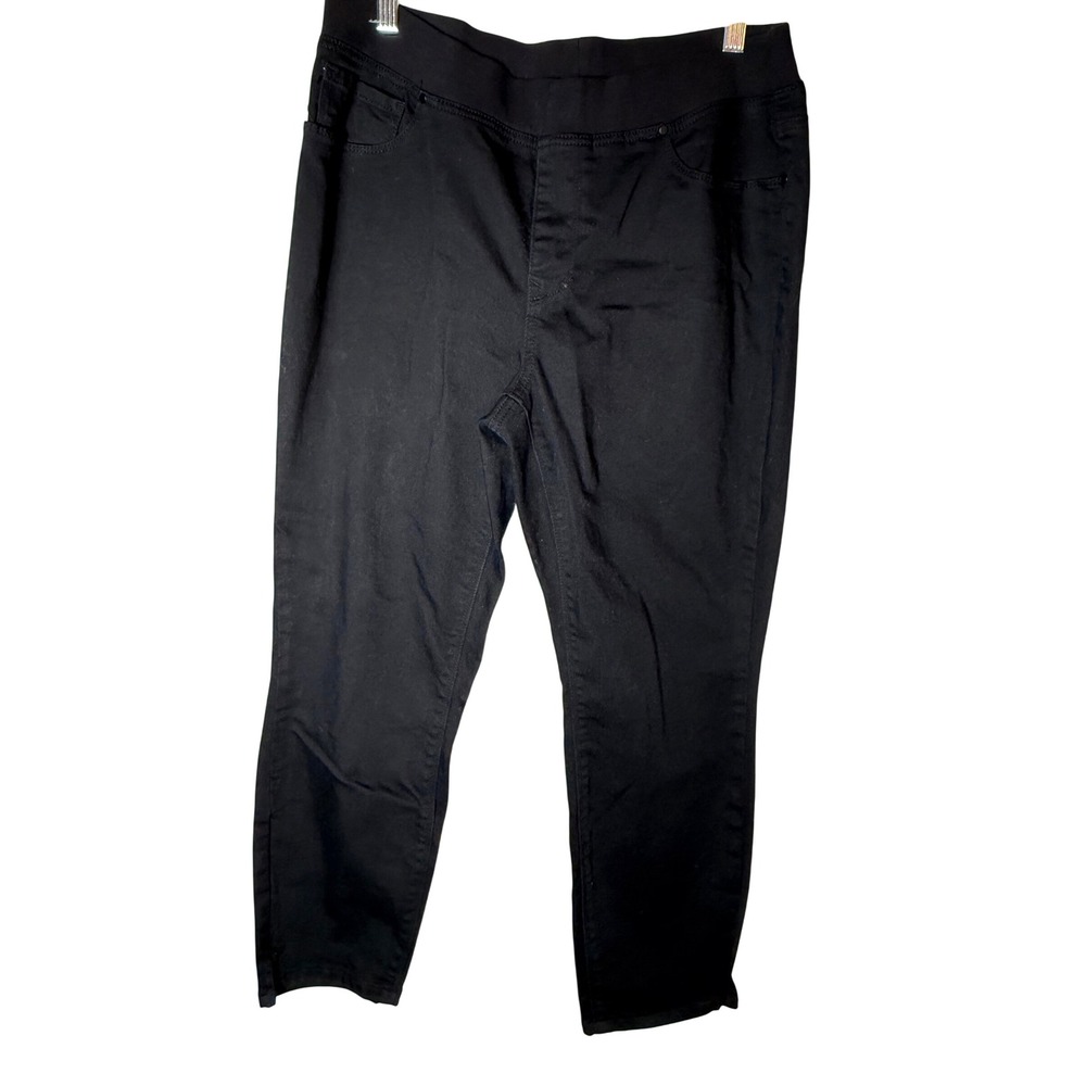 Boston Proper Black Pull On Stretch Denim Pants Size 14 Casual Comfort